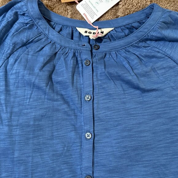 NWT New Boden Womens Blue Slub Cotton Tencel Modal Bonnie Blouse Relaxed Top 6 - Picture 4 of 12